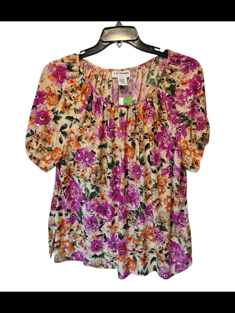 🇺🇸New C.D. Daniels Floral Scoop Neck Blouse - Pink & Orange